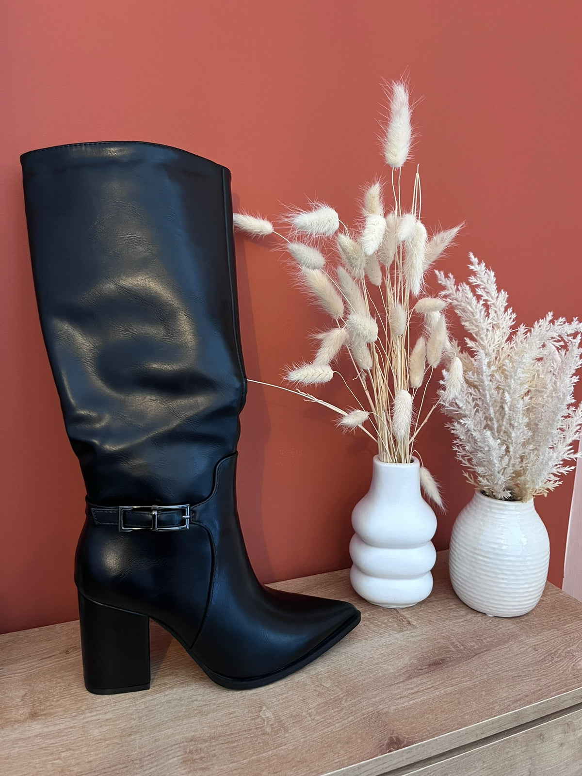 🖤 Bottes hautes noires à talon carré 🖤