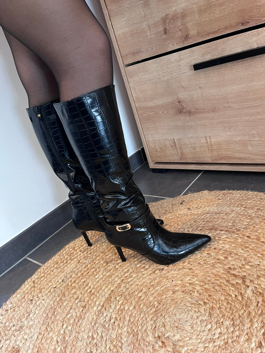 🖤 Bottes hautes effet croco noir 🖤