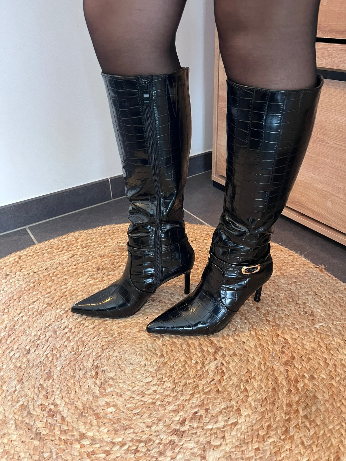 🖤 Bottes hautes effet croco noir 🖤