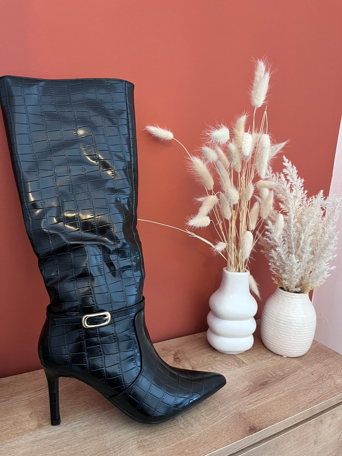 🖤 Bottes hautes effet croco noir 🖤