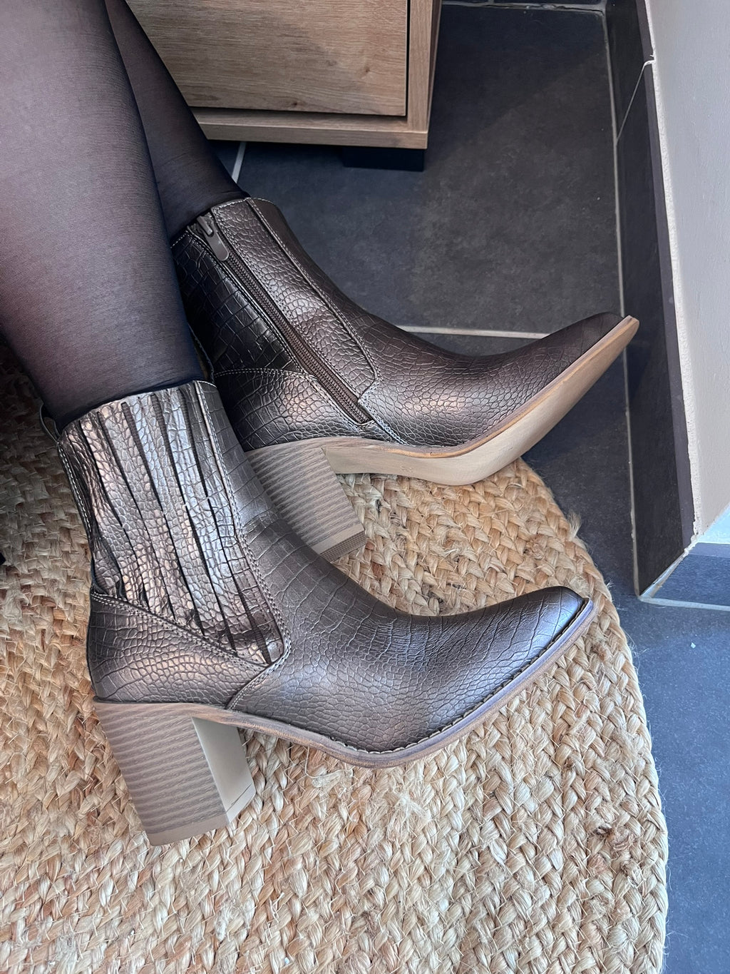 🤎 Bottines effet croco bronze
