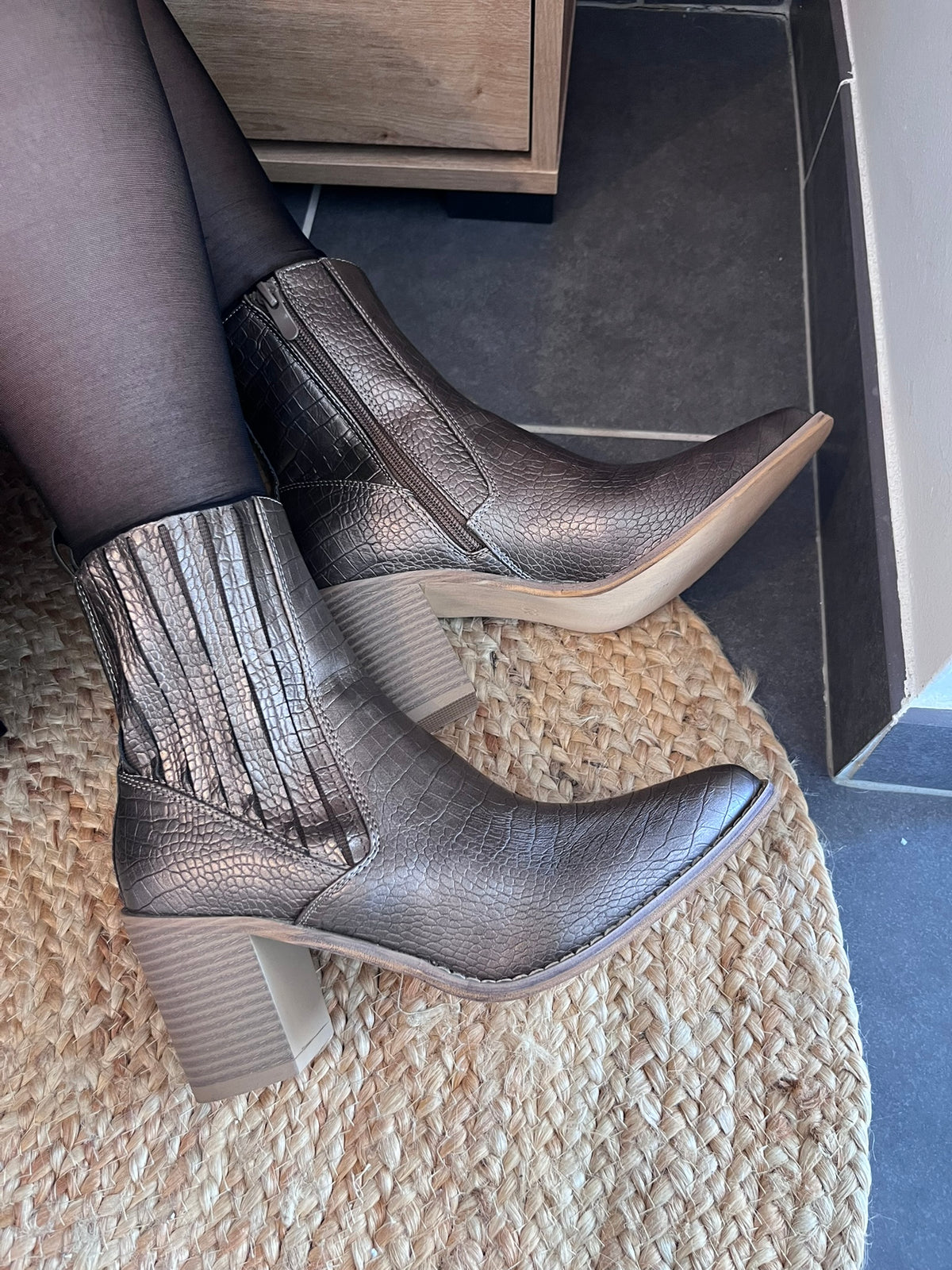 🤎 Bottines effet croco bronze