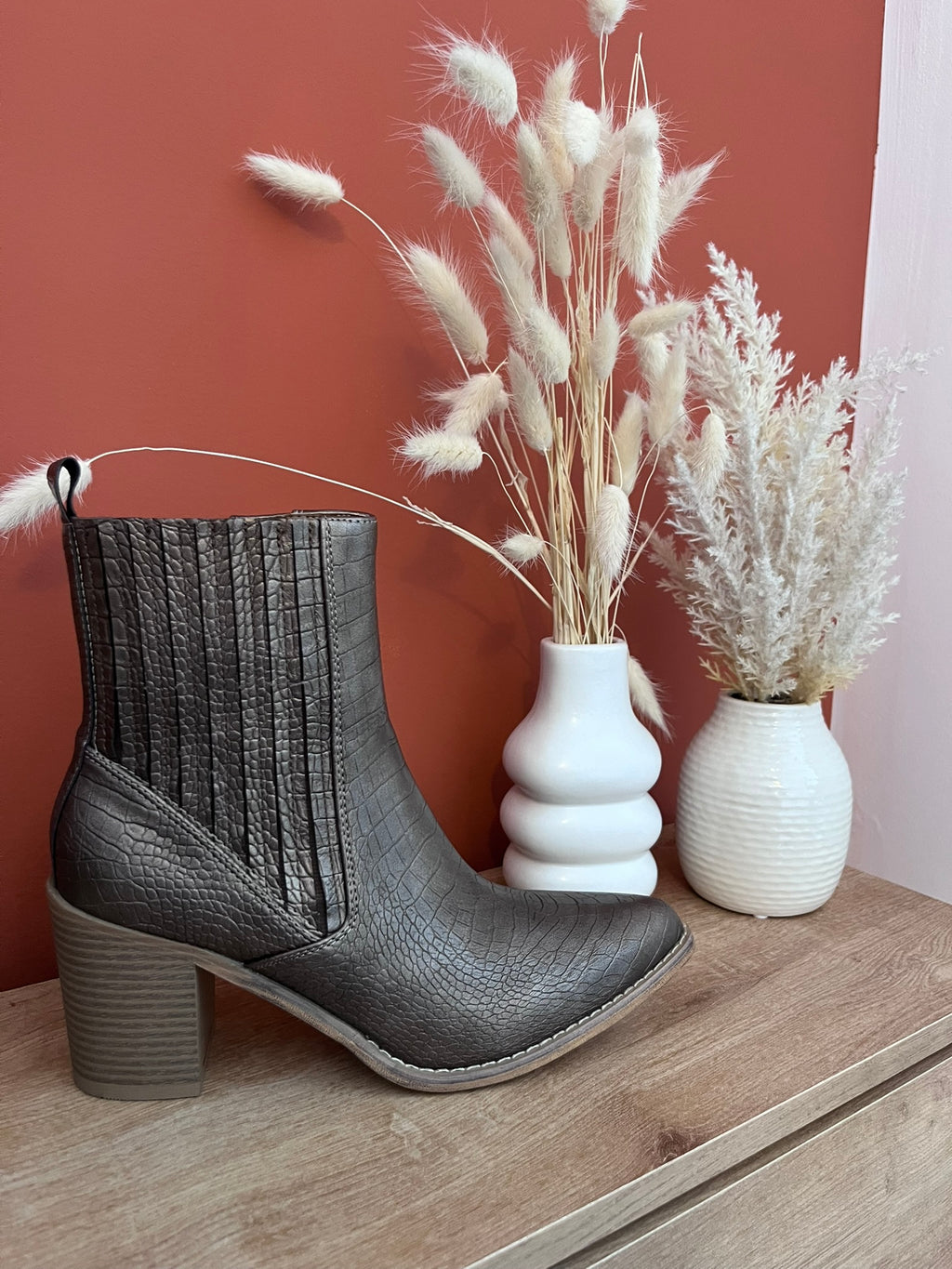 🤎 Bottines effet croco bronze